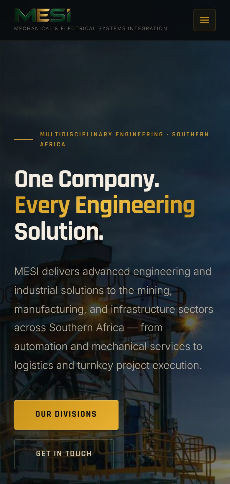 The MESI Group website on a phone
